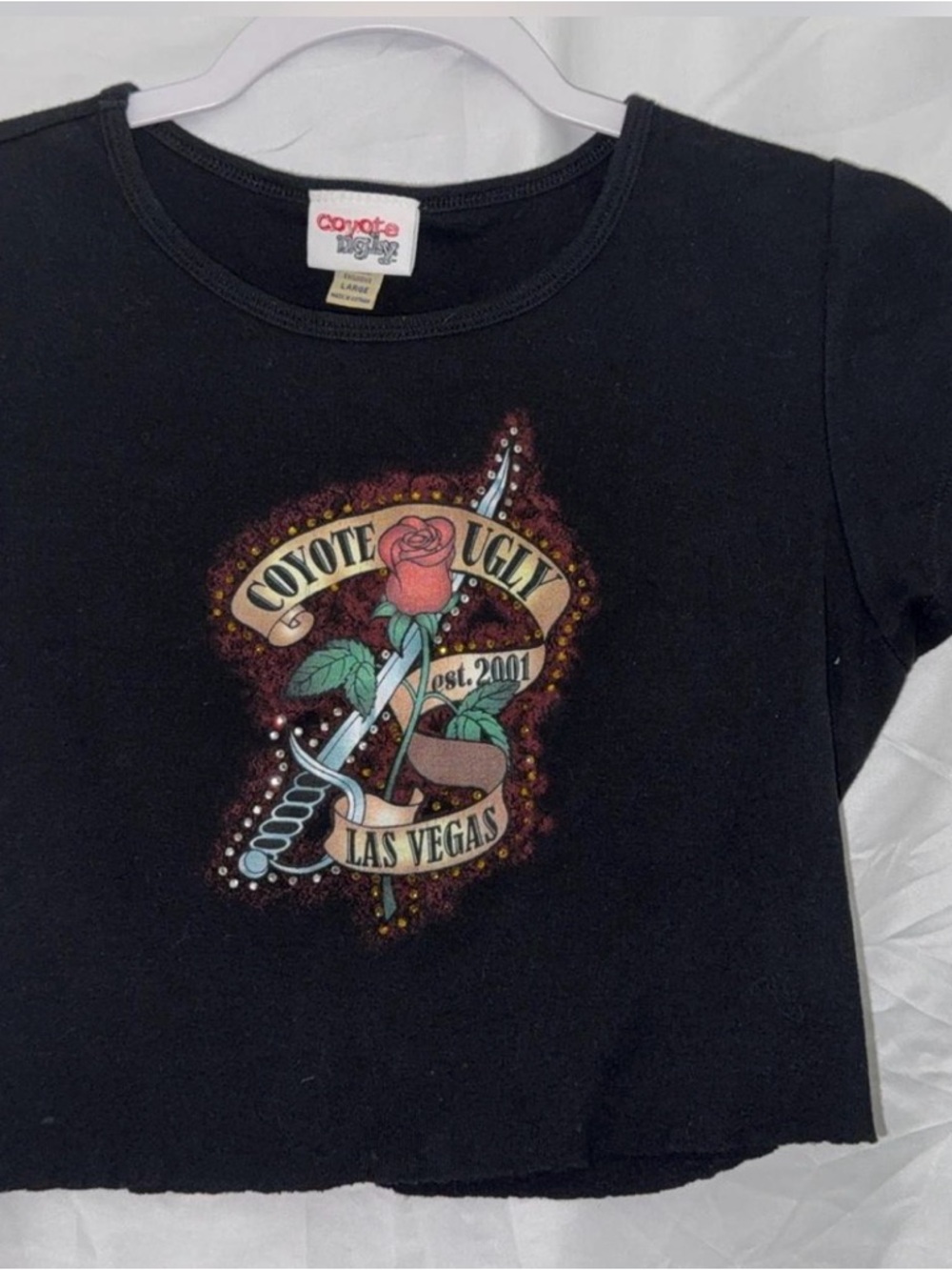 Coyote Ugly Las Vegas Black Rose Graphic Crop Top